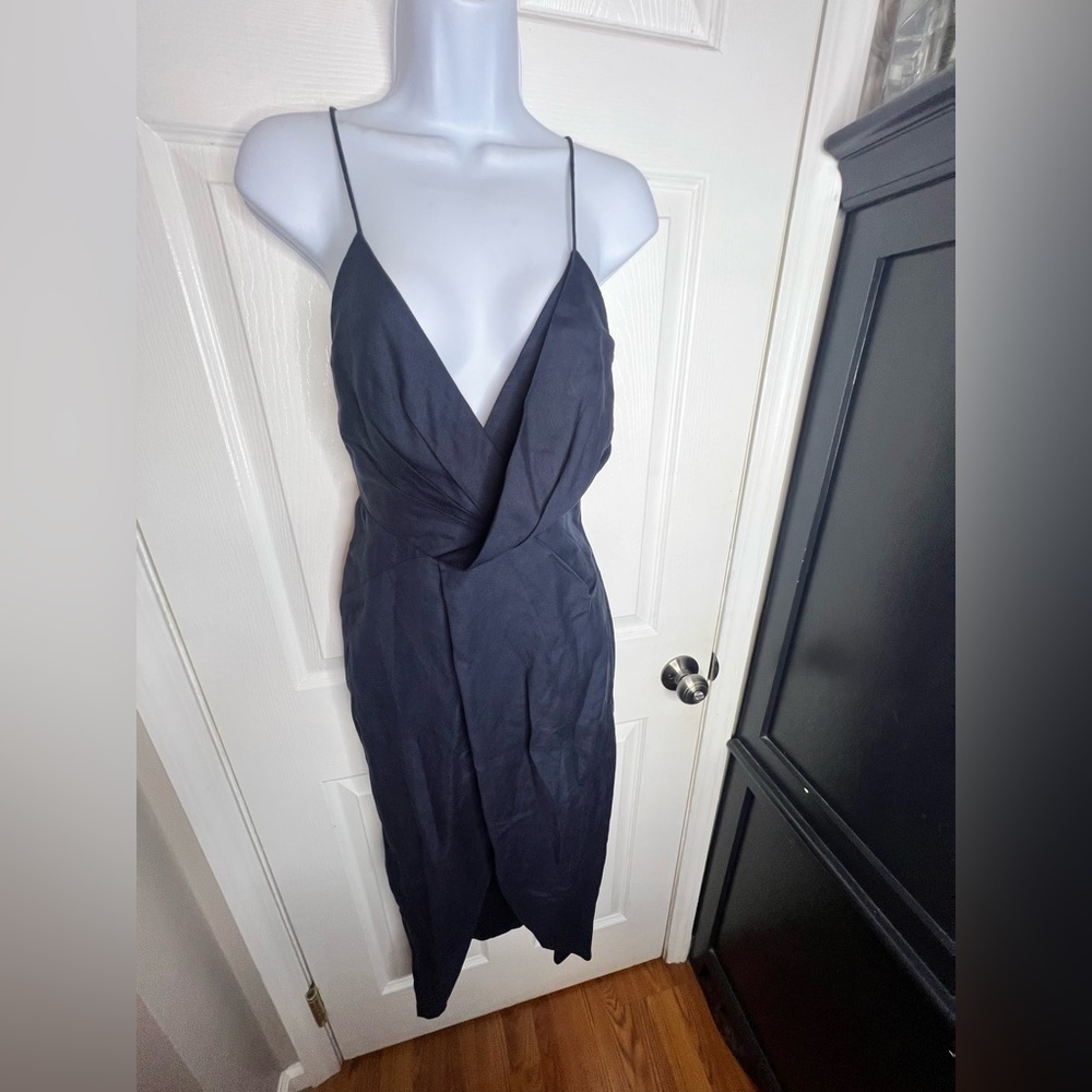 NWOT Fame and Partners US 4 The Jami Dress Midi Strappy Tulip Hem Navy Blue AU 8 - Picture 14 of 16